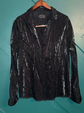 RtA Black Sheer Star Top Romantic Whimsy Fairycore Whimsigoth Mesh Shirt